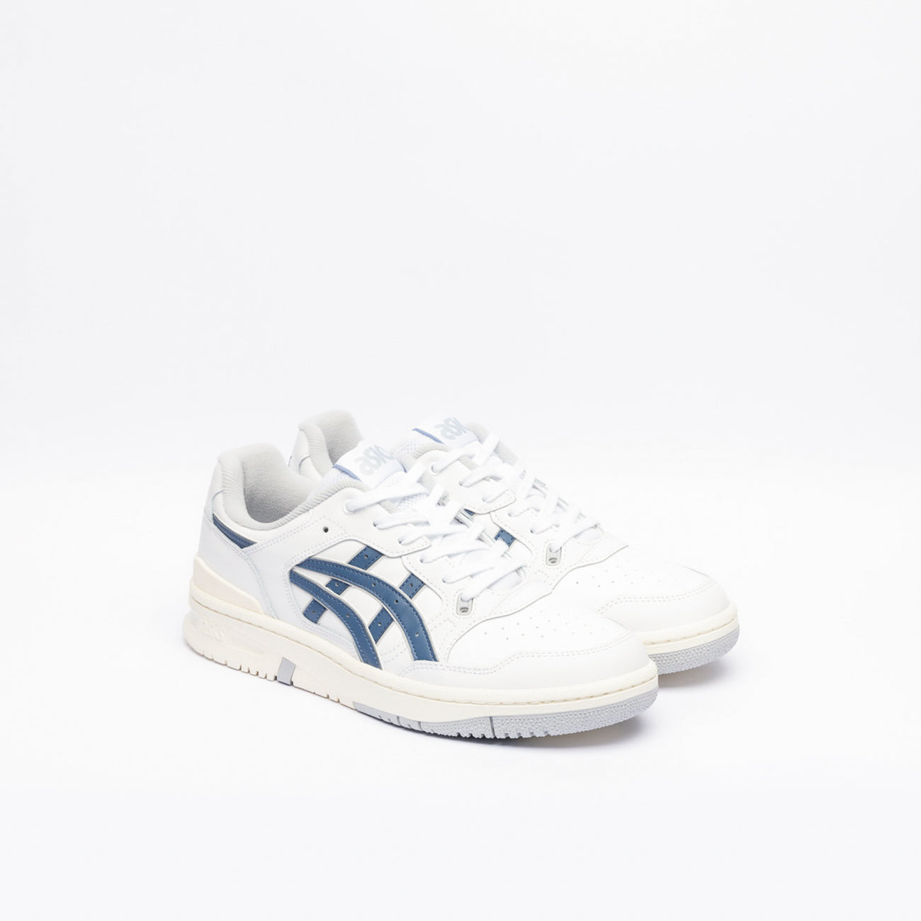 Sneaker Asics EX89 in pelle bianca e logo blu