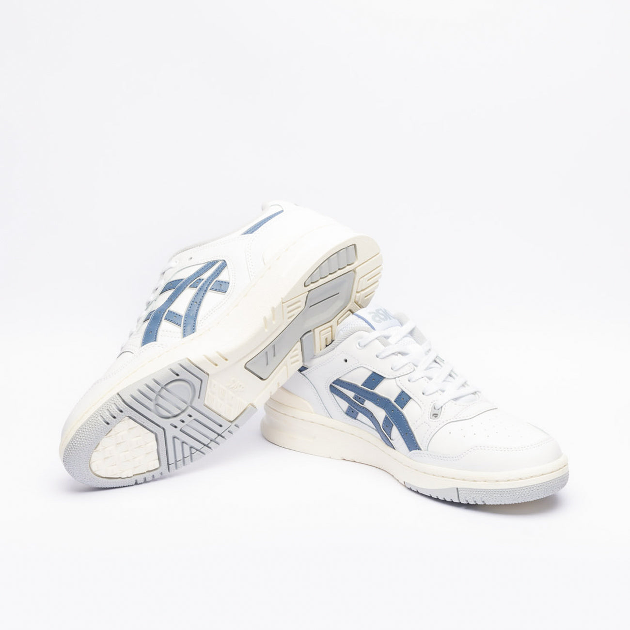 Sneaker Asics EX89 in pelle bianca e logo blu
