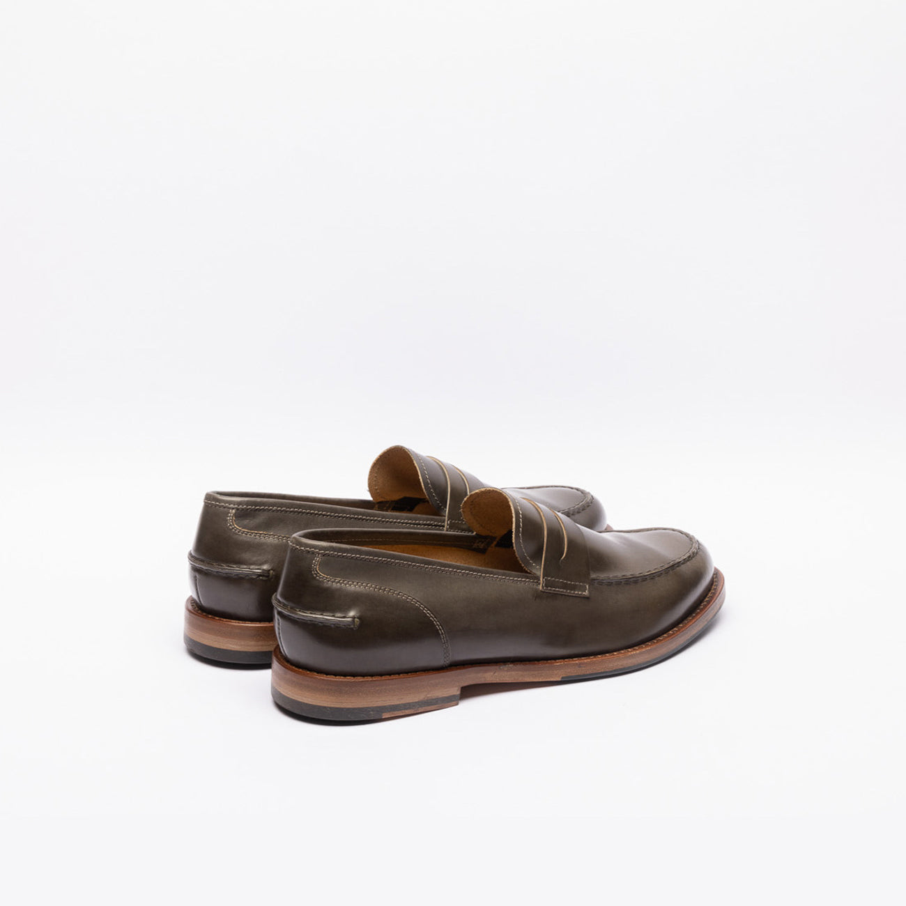 A. Fasciani Zen gray/brown leather penny loafer