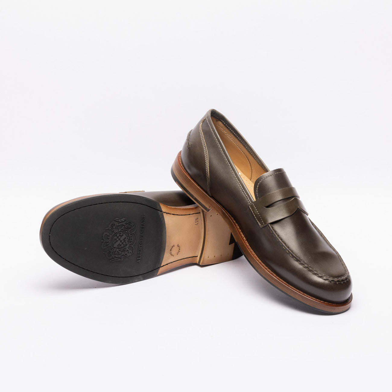 A. Fasciani Zen gray/brown leather penny loafer