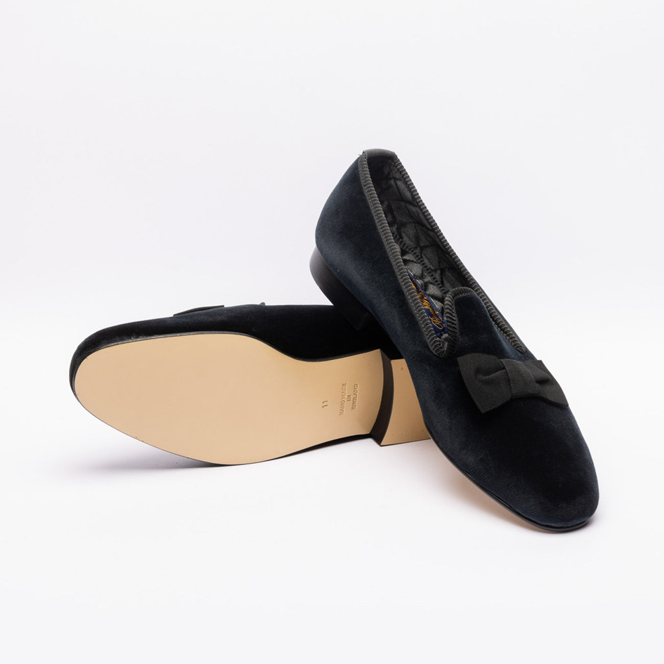 Mocassino slipper Bowhill & Elliott Fiocco in velluto nero