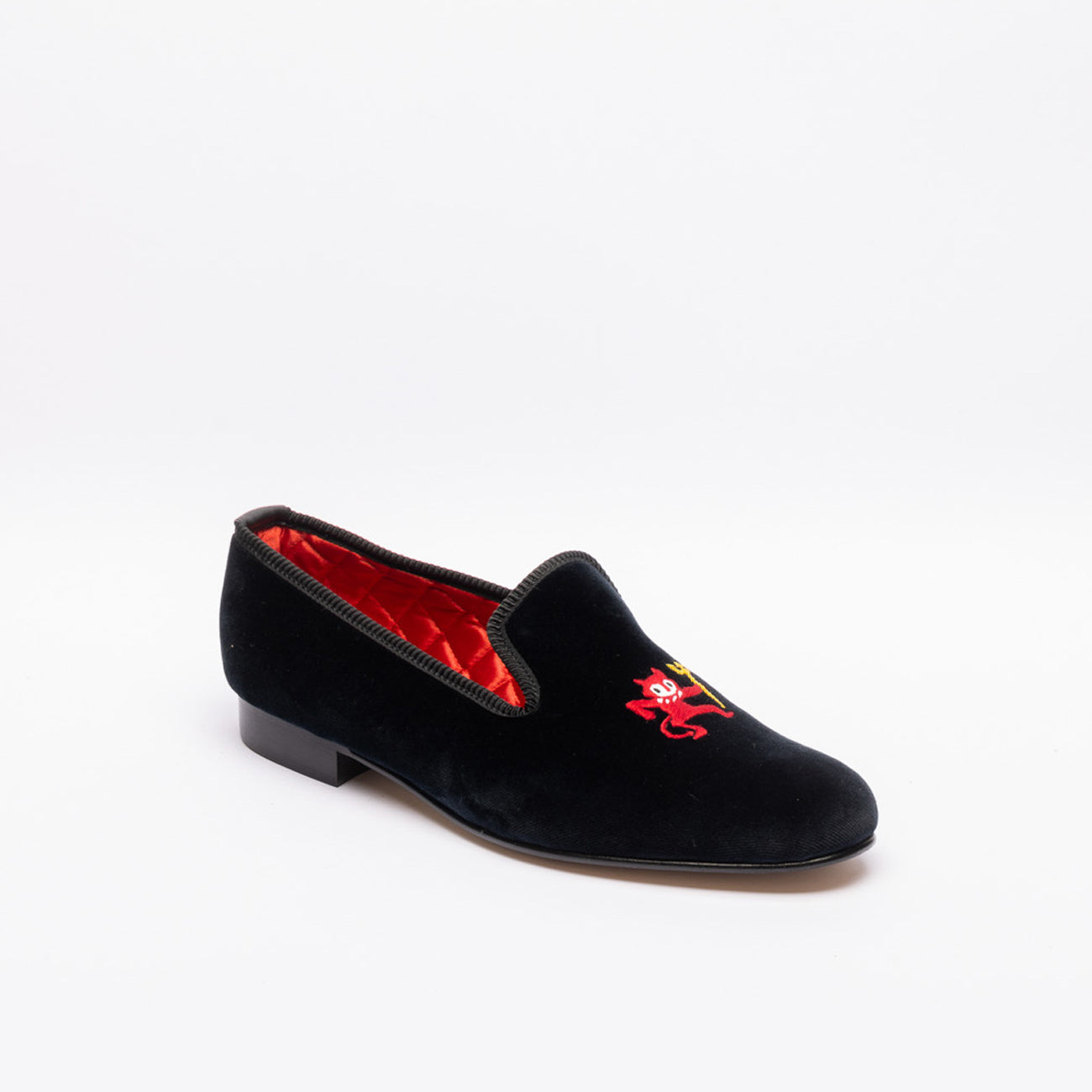 Slipper Bowhill & Elliott Diavolo con Tridente in velluto nero