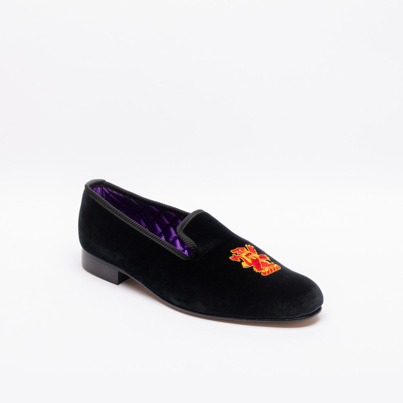 Slipper Bowhill & Elliott Leone Rampante in velluto nero