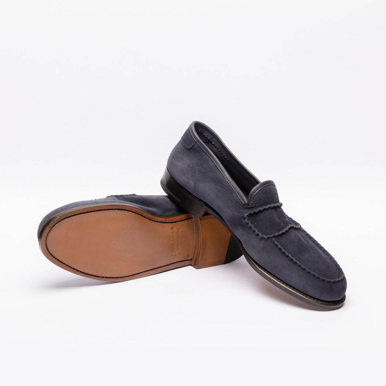 Mocassino penny John Lobb Bath in camoscio blu