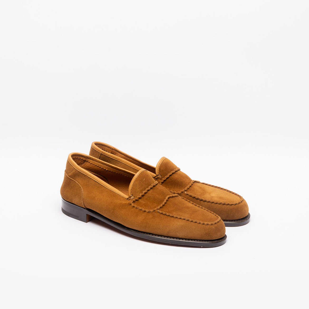 John Lobb Bath unlined penny loafer in brown suede (Tobacco suede)