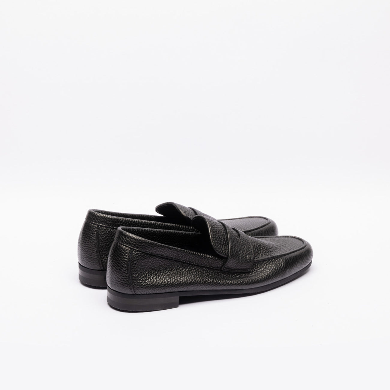 John Lobb Thorne unlined penny loafer in black hammered leather