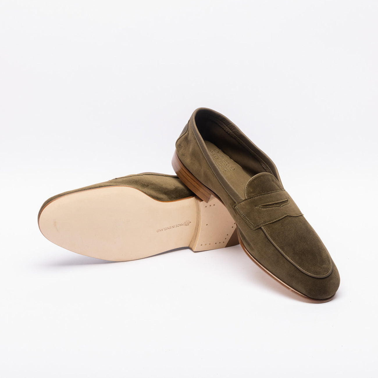 Mocassino penny Edward Green Polperro in camoscio verde