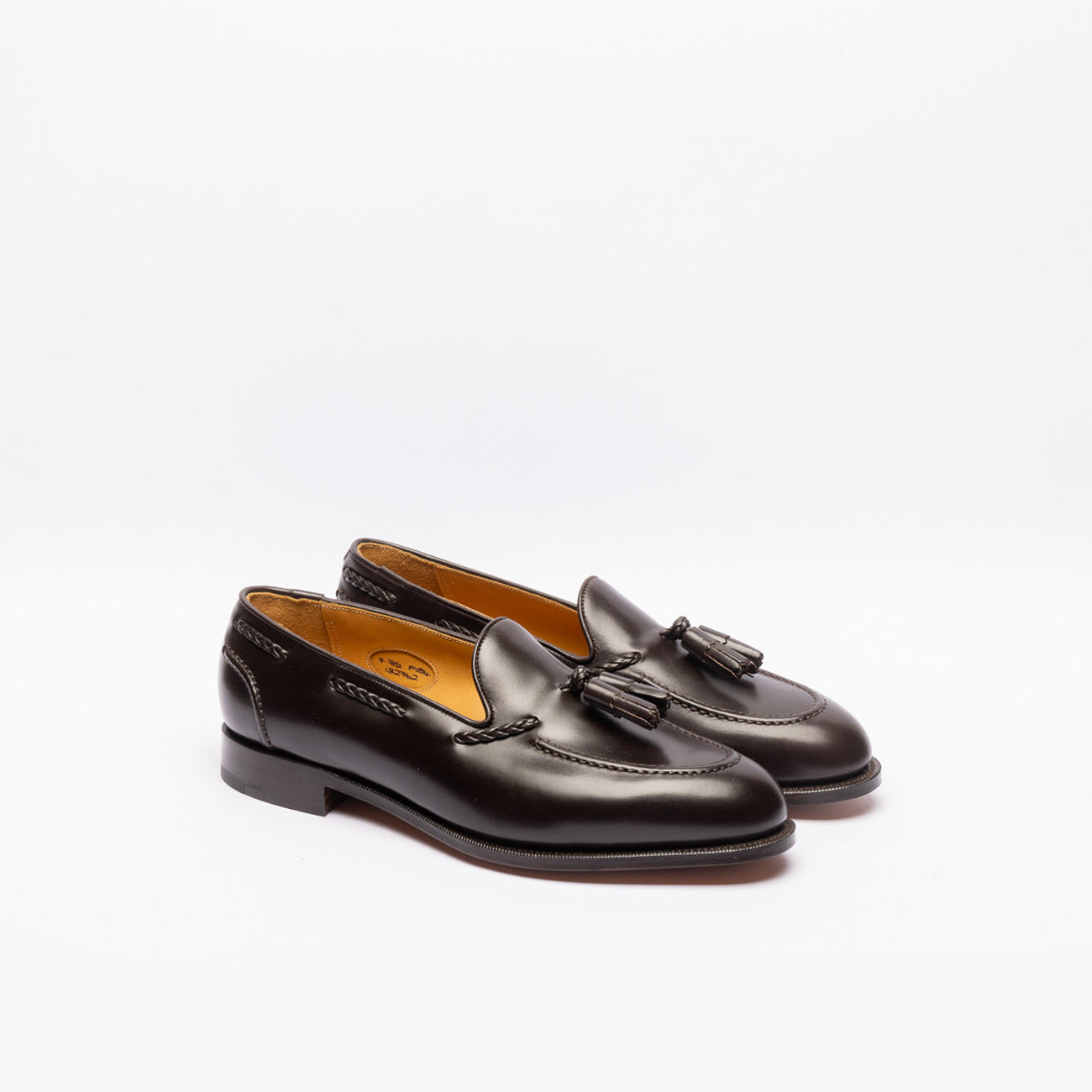 Edward Green Belgravia tassel loafers in brown leather (Espresso calf)