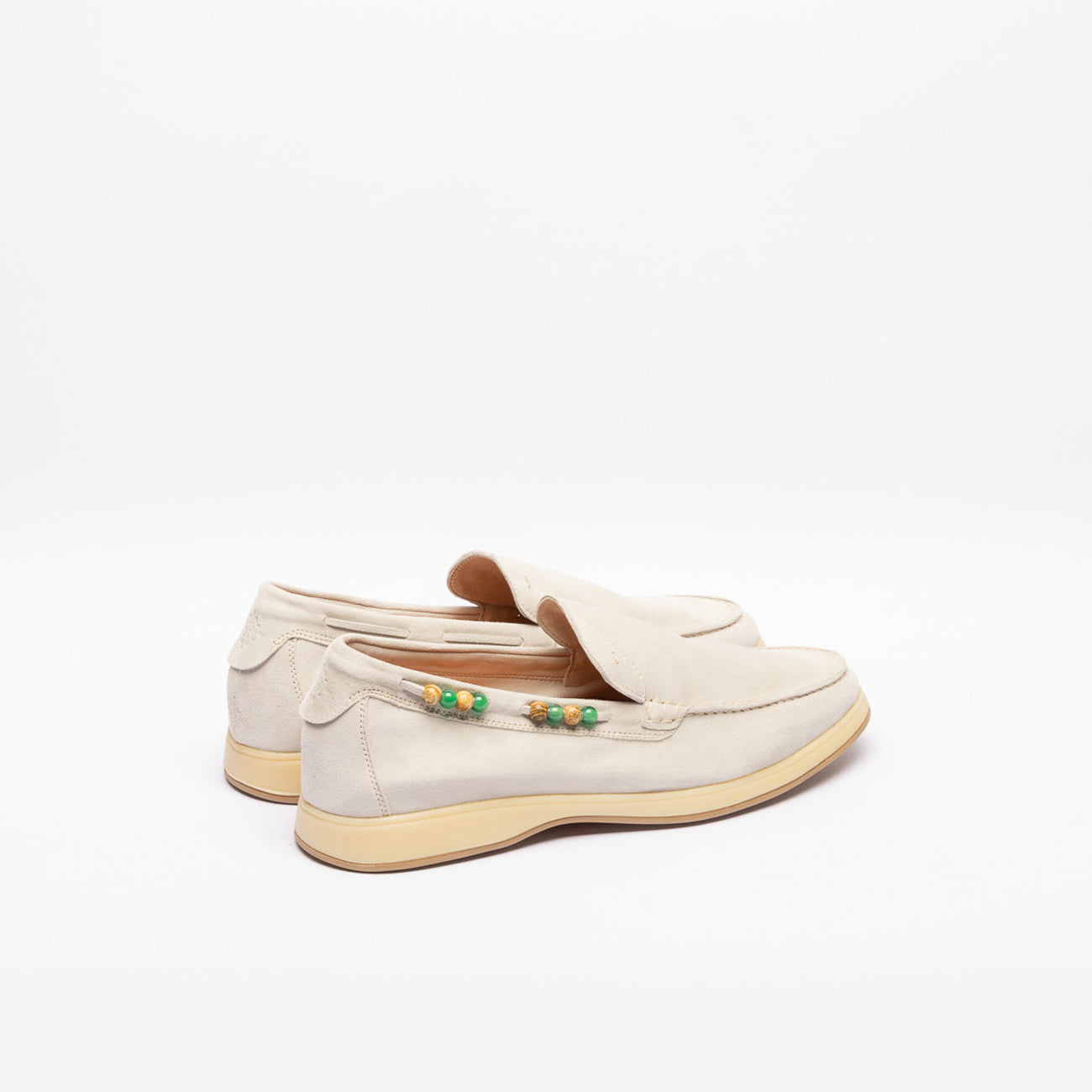 A. Ventura Aquariva Pearl slip-on ivory suede loafer