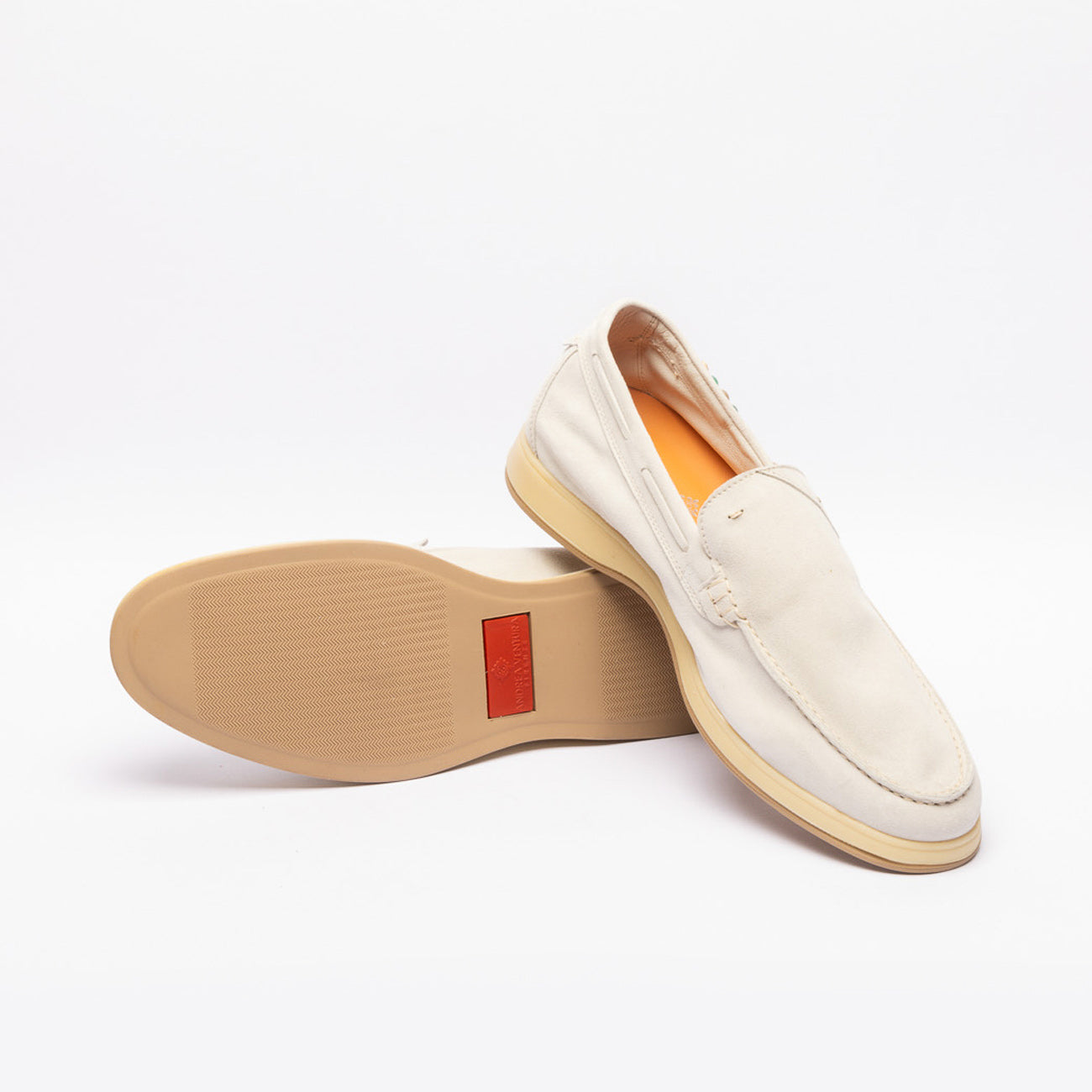 A. Ventura Aquariva Pearl slip-on ivory suede loafer