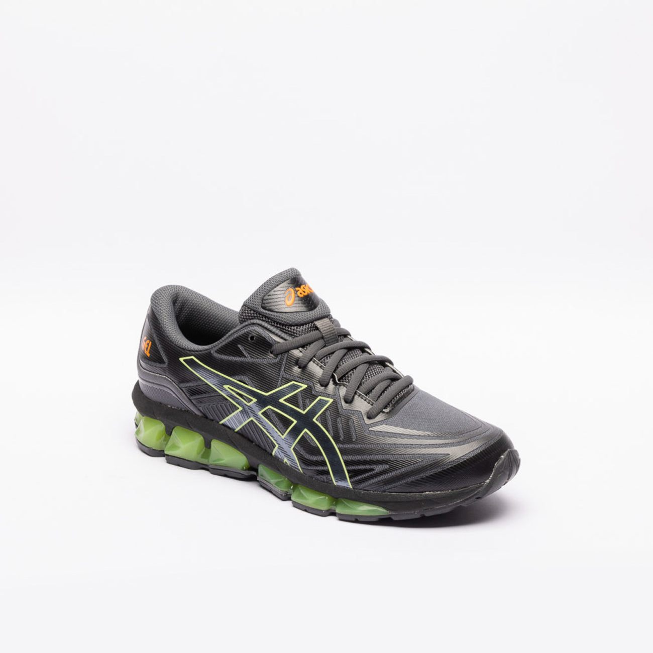 Sneaker running Asics Gel Quantum 360 VII in tessuto nero e gel verde lime