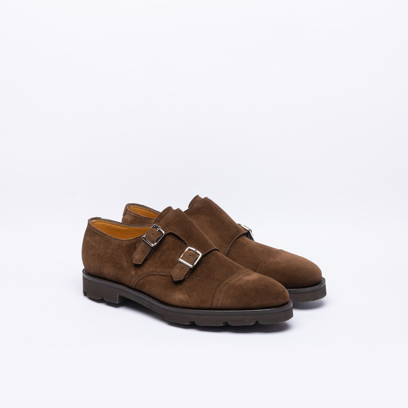 Doppia fibbia John Lobb William in camoscio marrone con Walking Sole