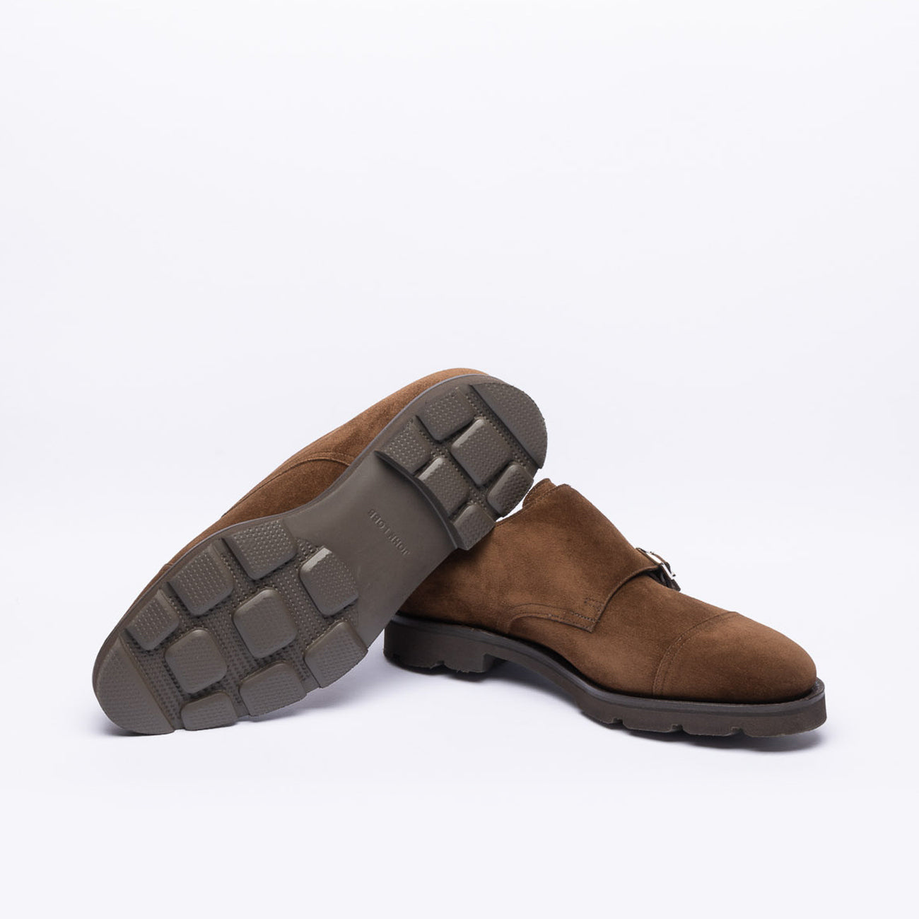 Doppia fibbia John Lobb William in camoscio marrone con Walking Sole