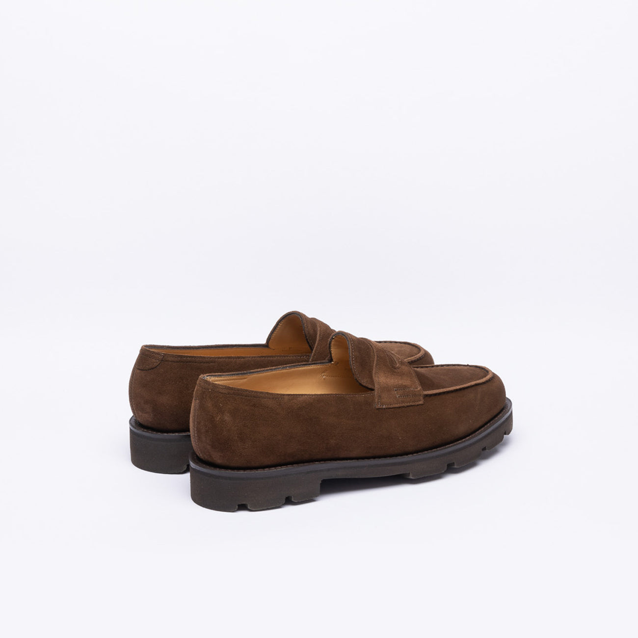 Mocassino penny John Lobb Lopez in camoscio marrone con Walking Sole (Fitting F/EE)