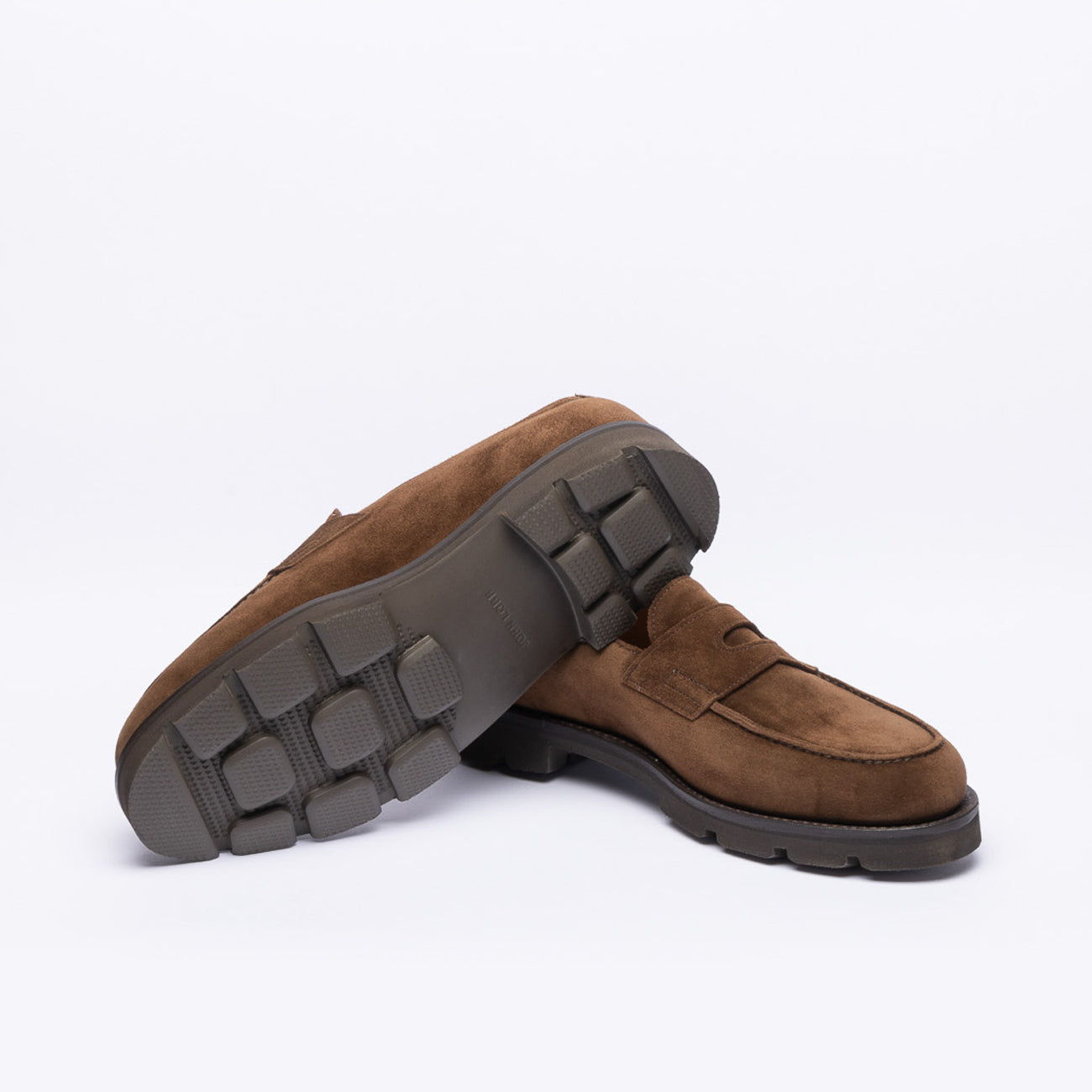 Mocassino penny John Lobb Lopez in camoscio marrone con Walking Sole (Fitting F/EE)