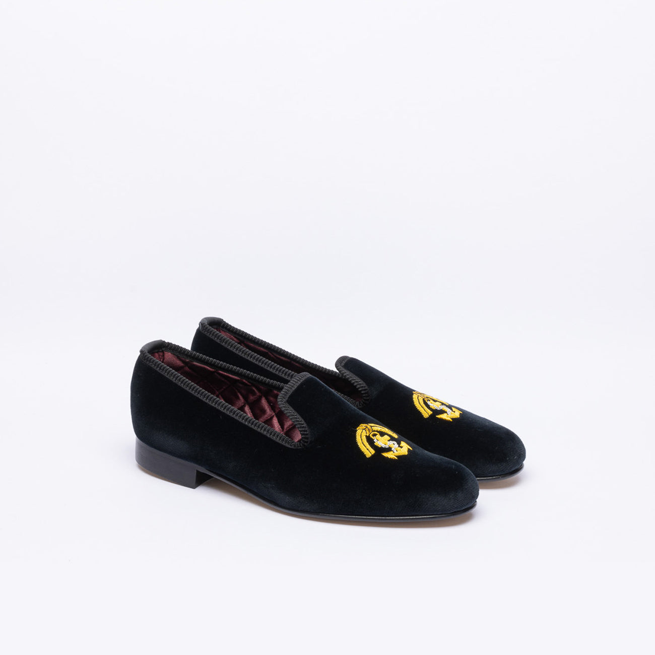 Mocassino slipper Bowhill & Helliot Ancora e Corda in velluto nero