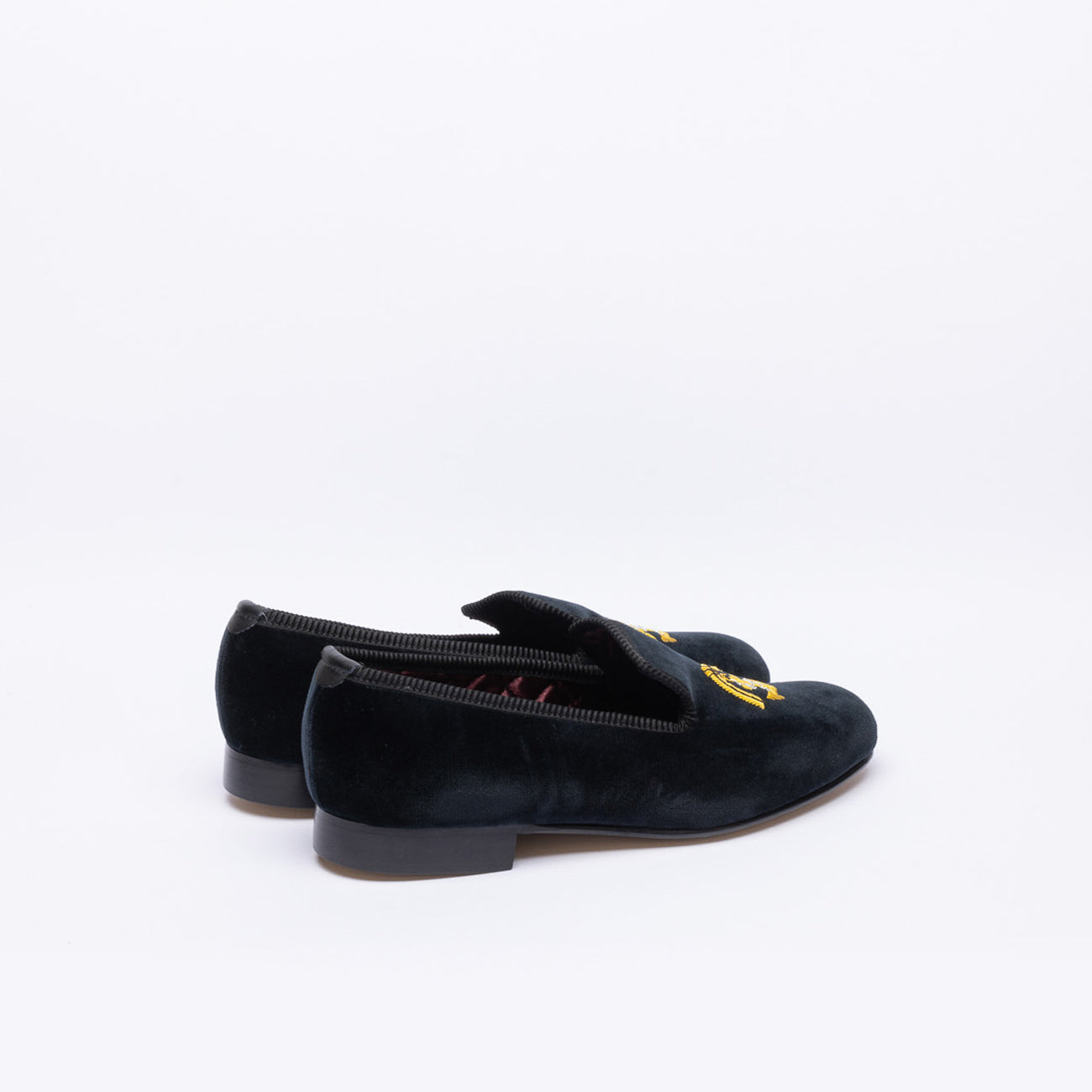 Mocassino slipper Bowhill & Helliot Ancora e Corda in velluto nero
