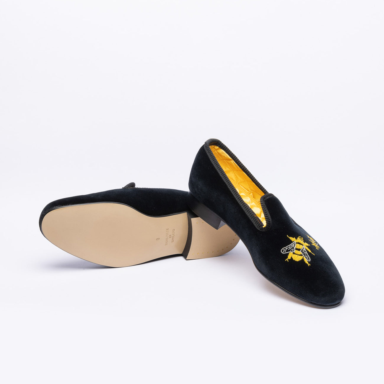 Mocassino slipper Bowhill & Helliot Ape in velluto nero