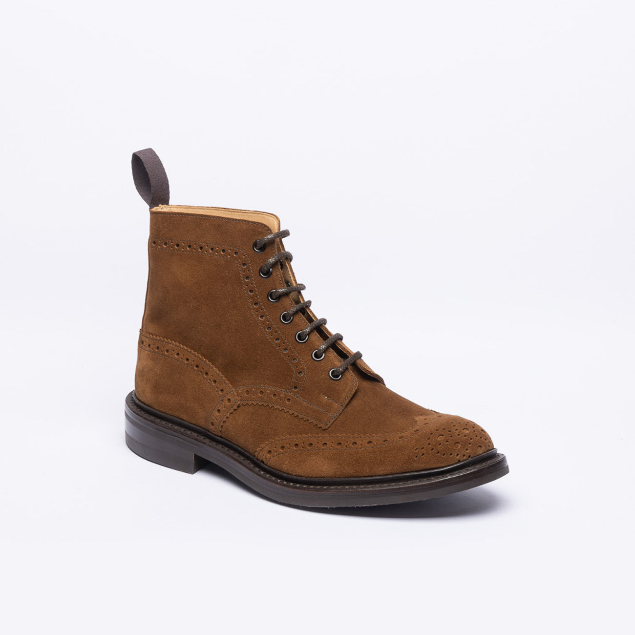 Polacco derby Tricker's Stow in camoscio marrone (Cubana suede)