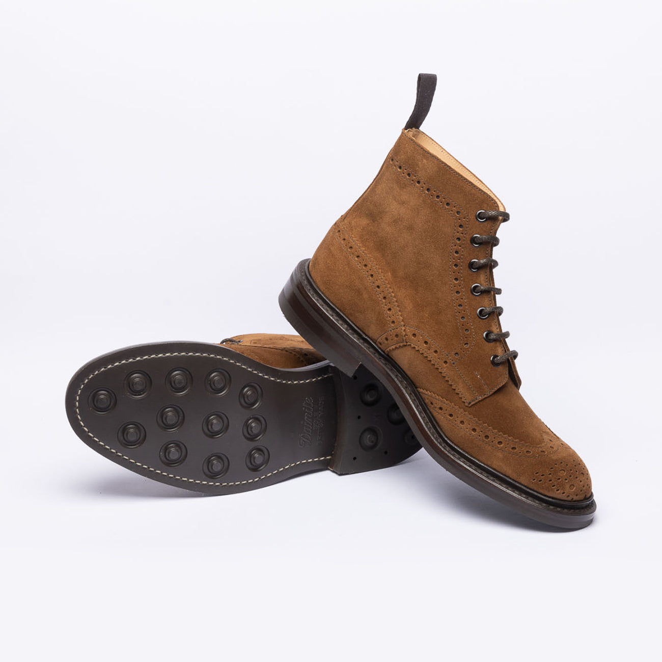 Stivale derby Tricker's Stow in camoscio marrone (Cubana suede)