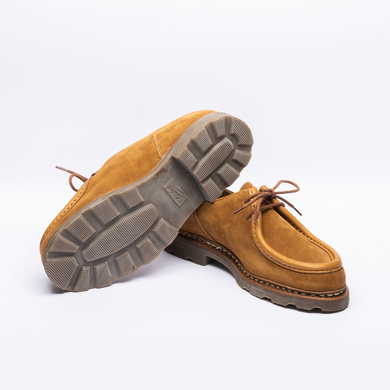 Stringata derby Paraboot Michael Marche II in camoscio marrone chiaro