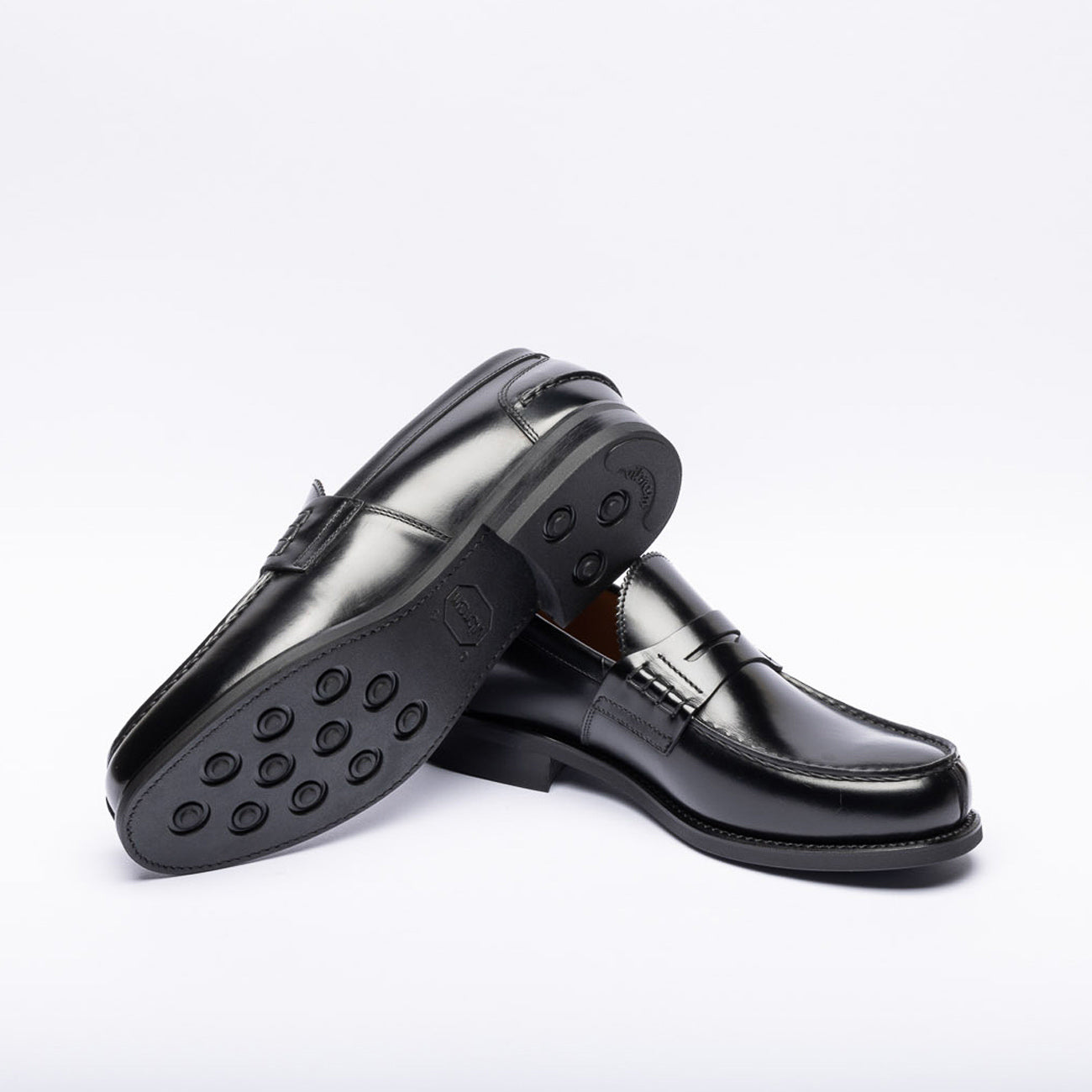 Borghini 750 penny loafer in black brushed leather