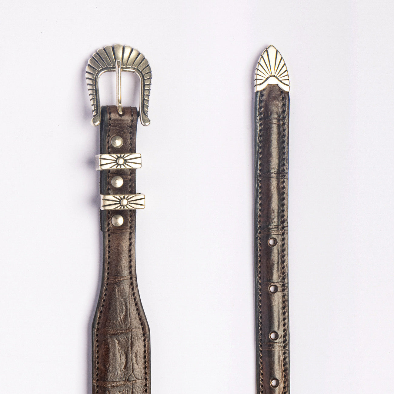 Cintura western Alberto Luti 818/35 in pelle stampa cocco marrone