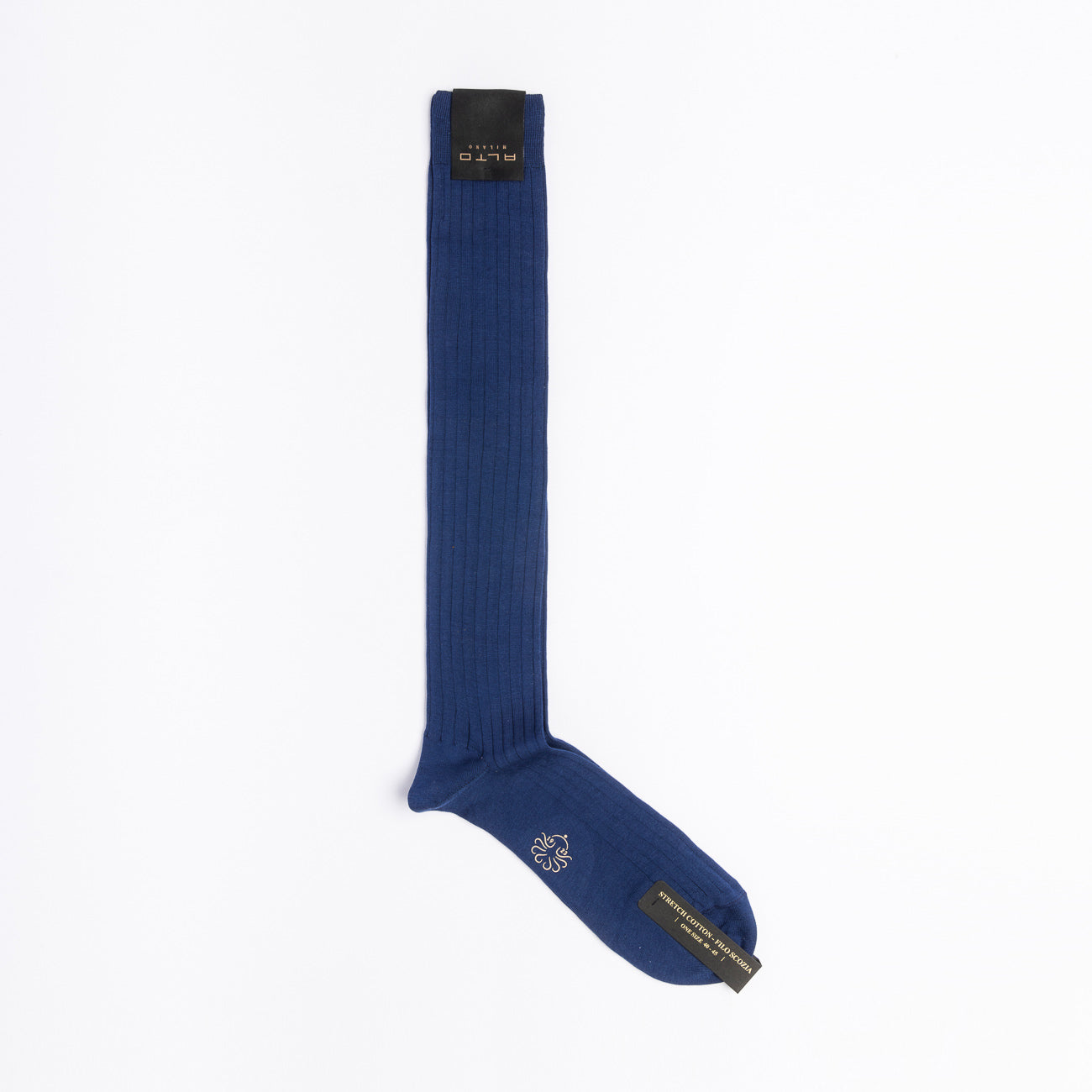 Calza Lunga Alto Milano N° 221 Long in cotone filo di scozia blu elettrico