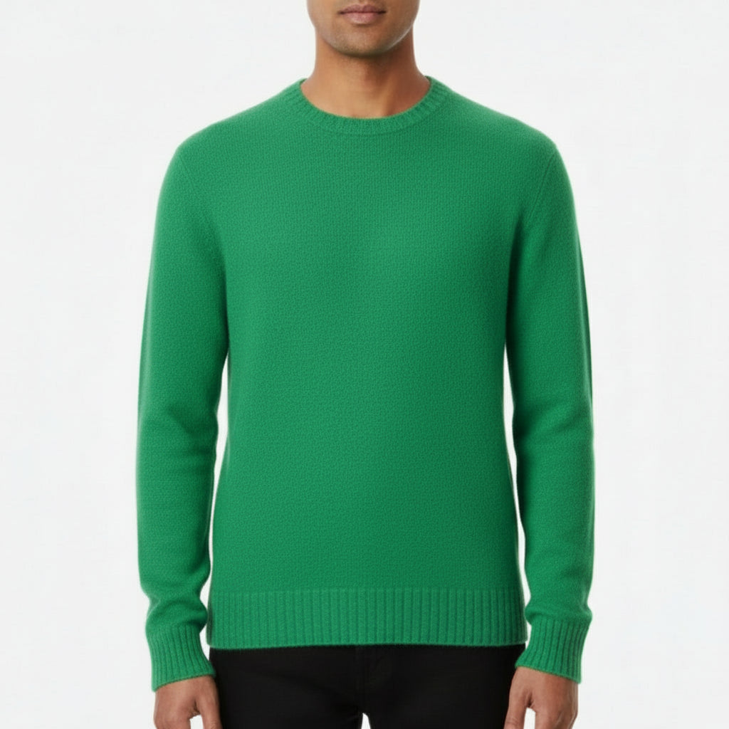 Maglione girocollo Drumohr in lana di agnello verde