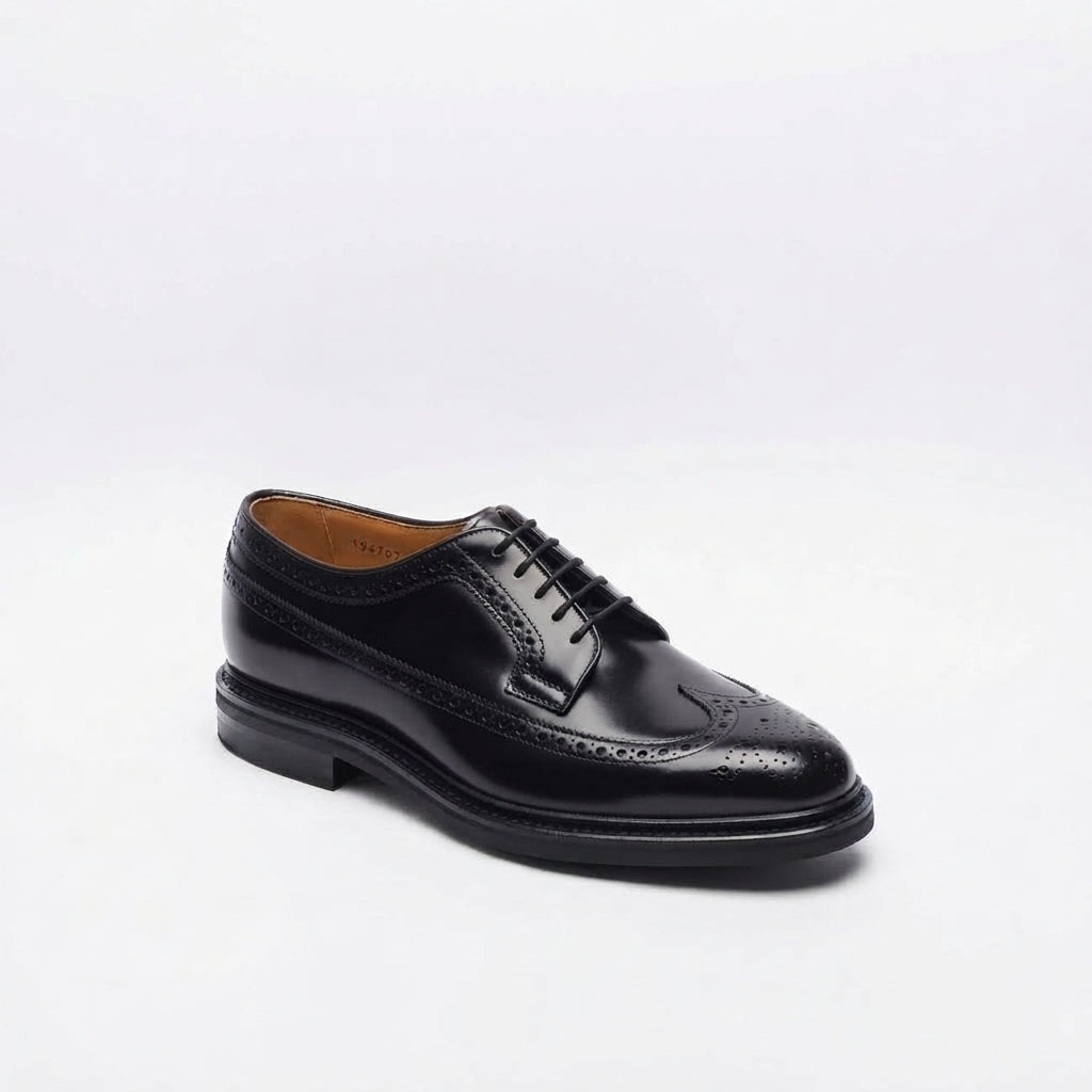 Stringata derby Berwick 4794 in pelle spazzolata nera