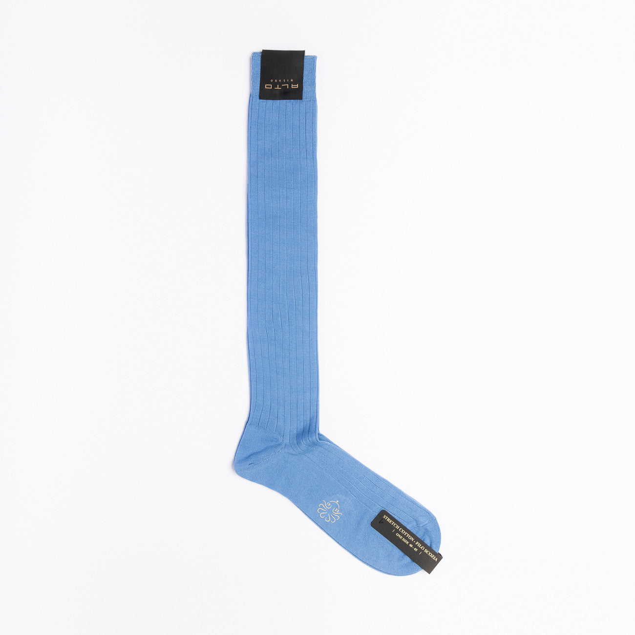 Calza Lunga Alto Milano N° 221 Long in cotone filo di scozia azzurro