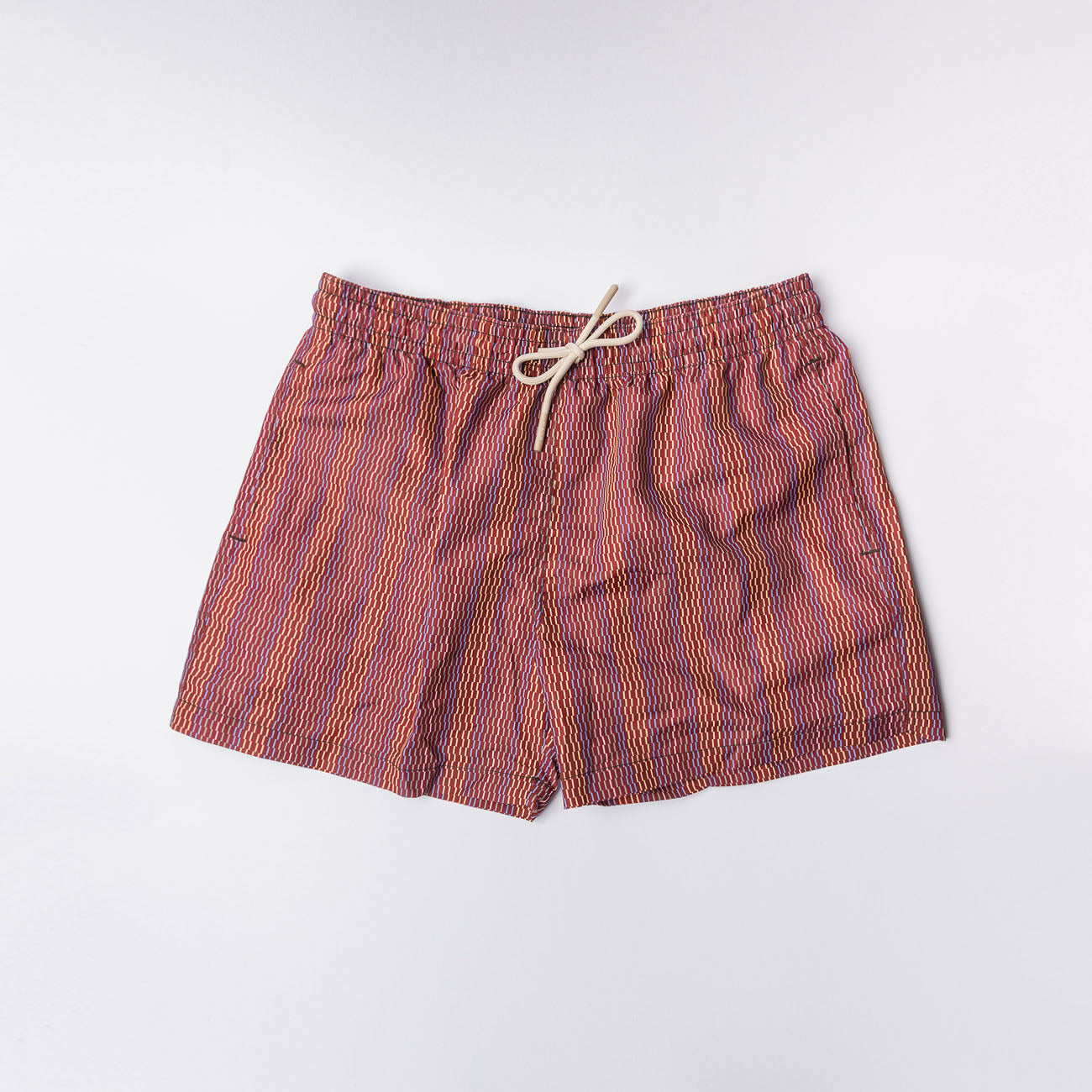 Costume da bagno Alto Milano Wave Boxer in tessuto bordeaux e righe multicolor