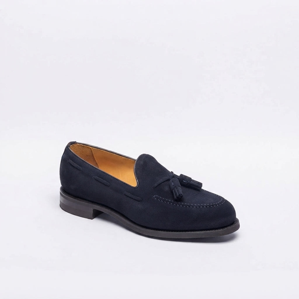 Mocassino con nappine Berwick 8491 in camoscio blu (Suola Dainite)