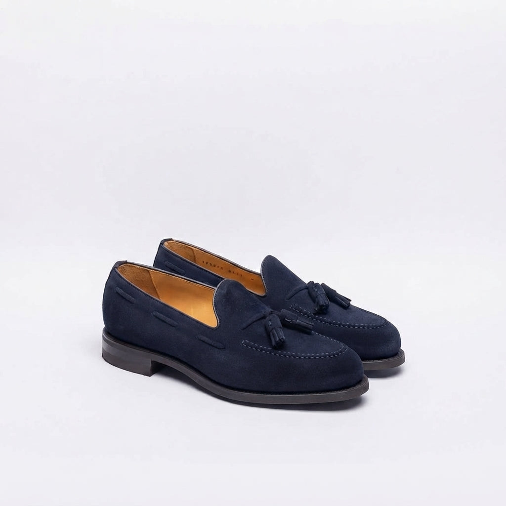 Mocassino con nappine Berwick 8491 in camoscio blu (Suola Dainite)
