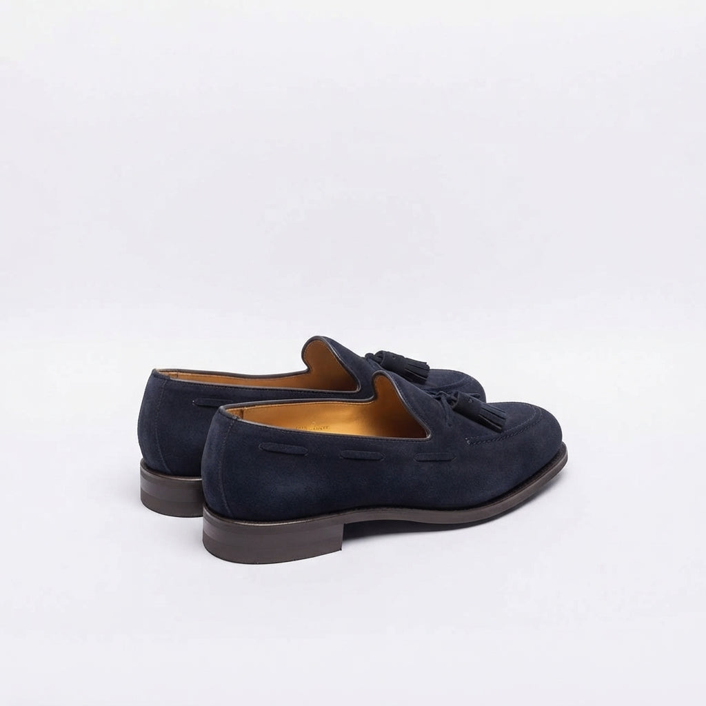 Mocassino con nappine Berwick 8491 in camoscio blu (Suola Dainite)