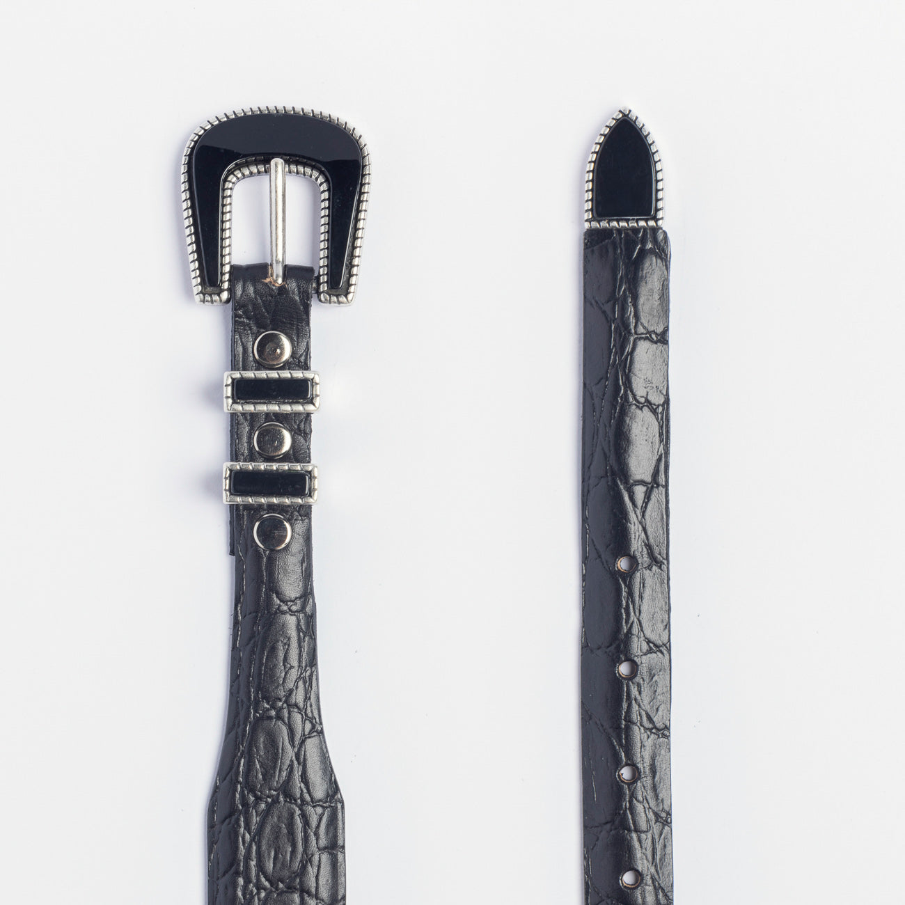 Cintura western Alberto Luti 726/35 in pelle stampa cocco nera