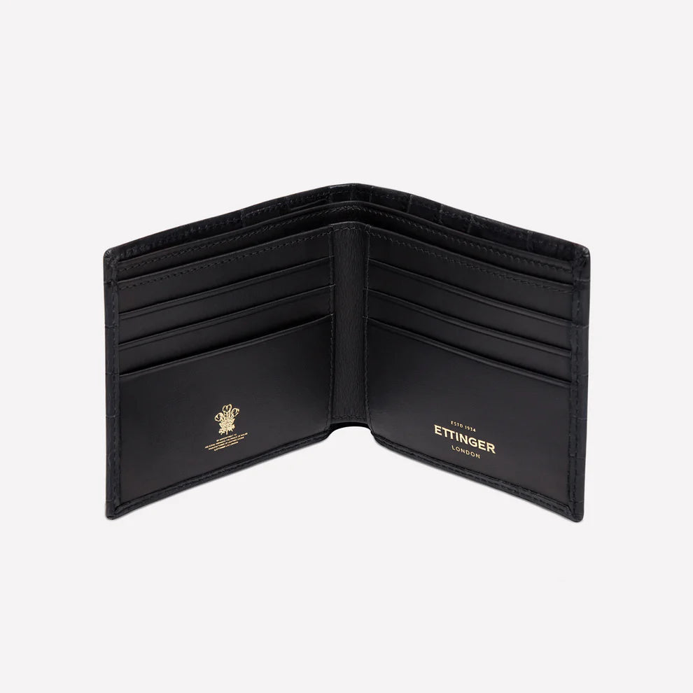 Portafoglio Ettinger London in pelle a stampa cocco nera