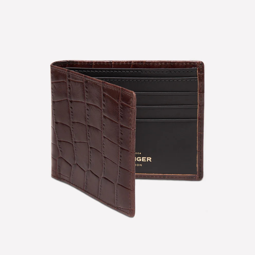 Portafoglio Ettinger London in pelle a stampa cocco bordeaux