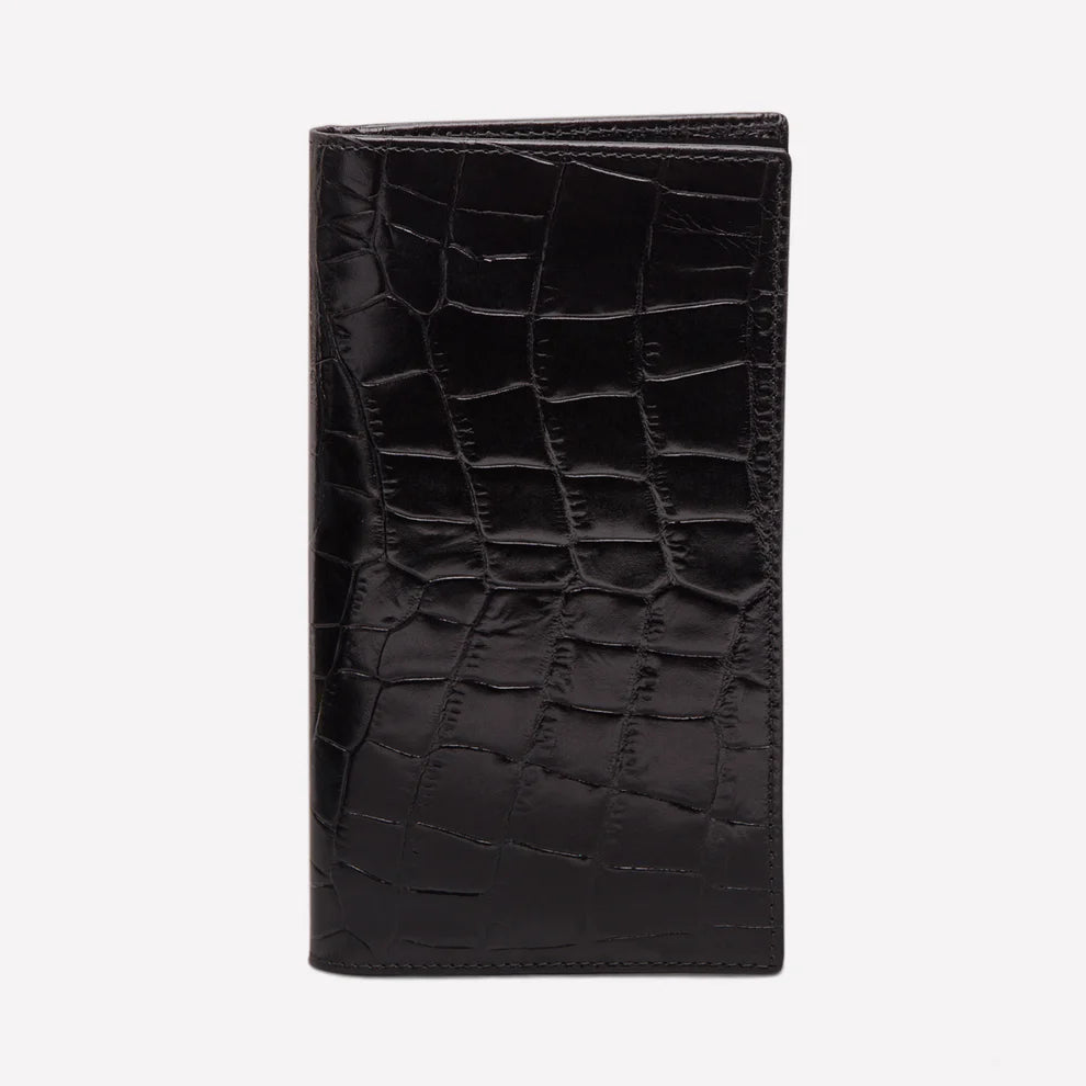 Portafoglio da cappotto Ettinger London in pelle a stampa cocco nera