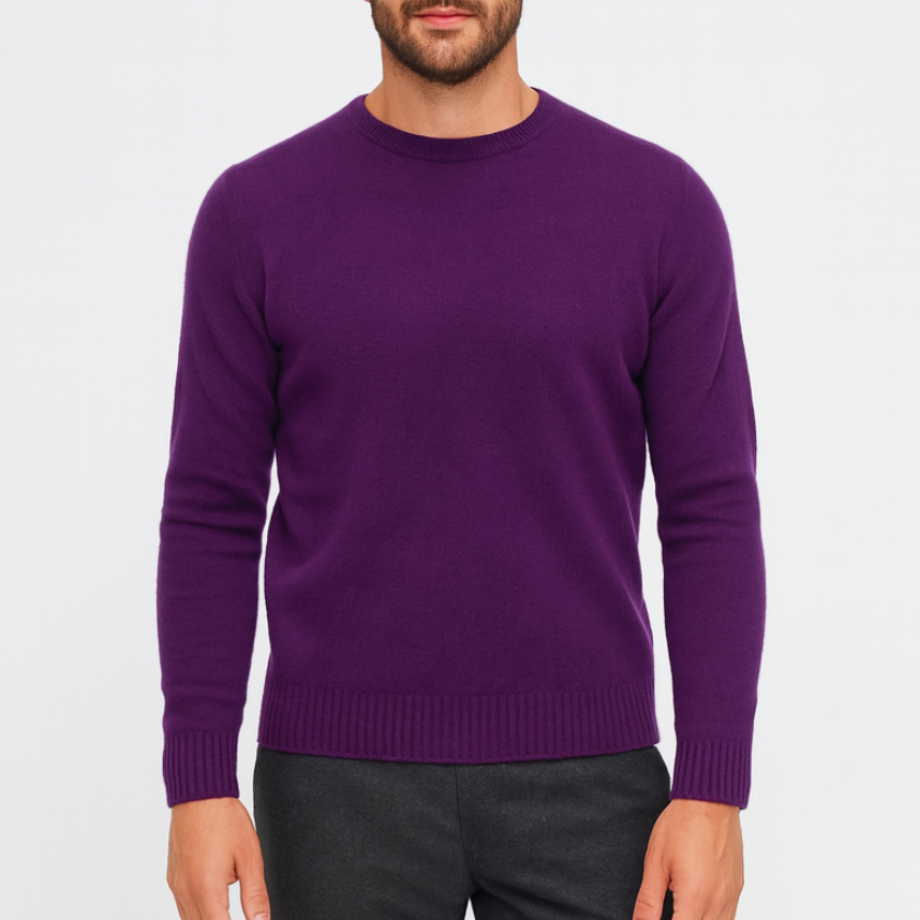 Maglione girocollo Drumohr in lana di agnello viola