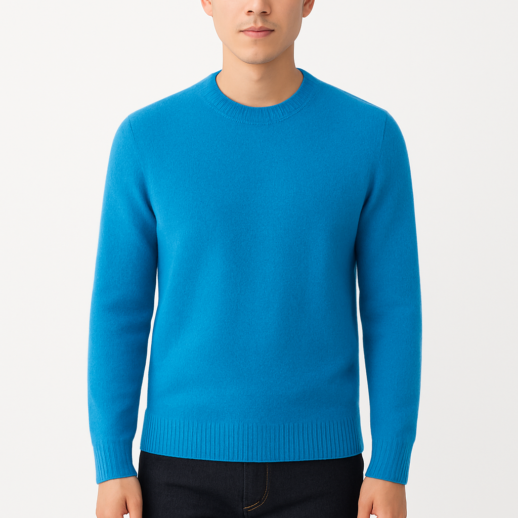 Maglione girocollo Drumohr in lana di agnello azzurra