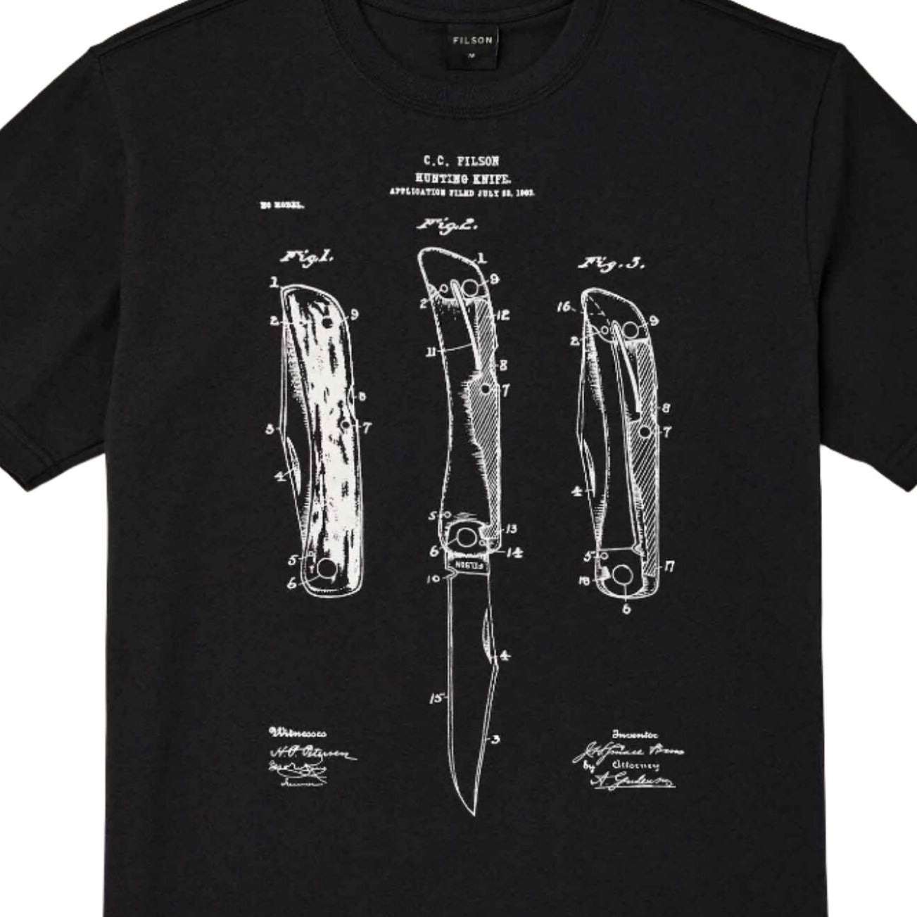 T-shirt a maniche corte Filson Pioneer Graphic in cotone nero (Hunting knife)