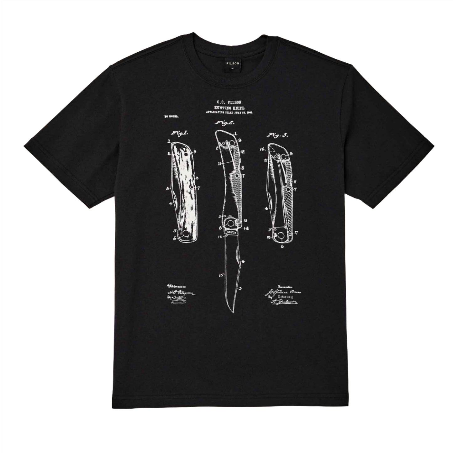 T-shirt a maniche corte Filson Pioneer Graphic in cotone nero (Hunting knife)