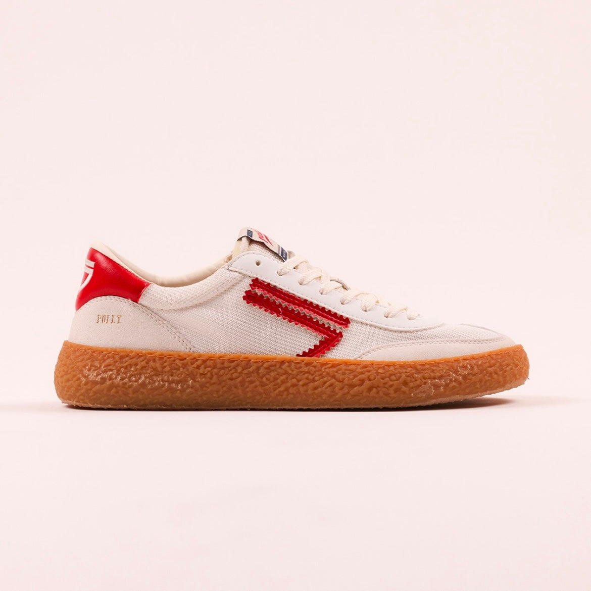 Sneaker eco-friendly Puraai Apple in tessuto bianco e logo rosso