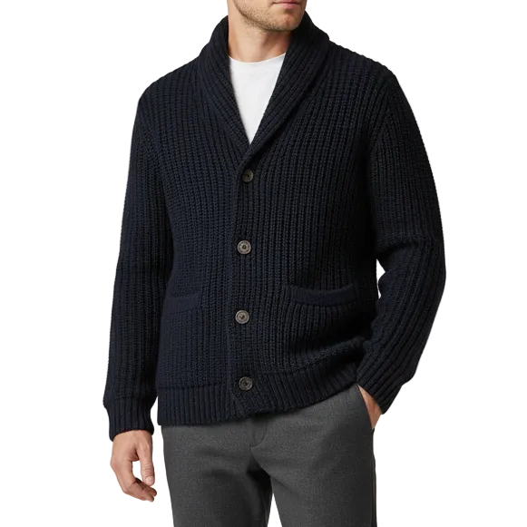 Sebago Bradford dark blue wool blend cardigan