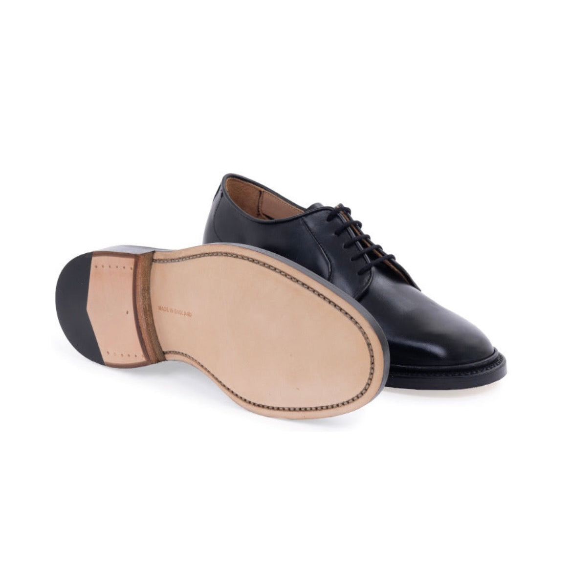 Stringata derby Tricker's Robert in pelle nera