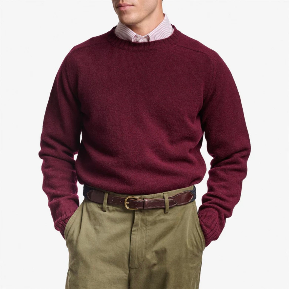 Maglione girocollo Sebago Gilead in lana bordeaux