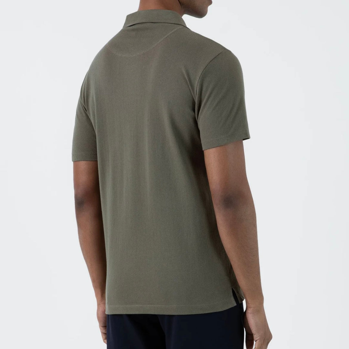 Sunspel Riviera Polo t-shirt shirt in green pique cotton