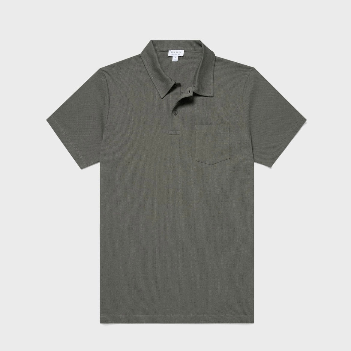 Sunspel Riviera Polo t-shirt shirt in green pique cotton