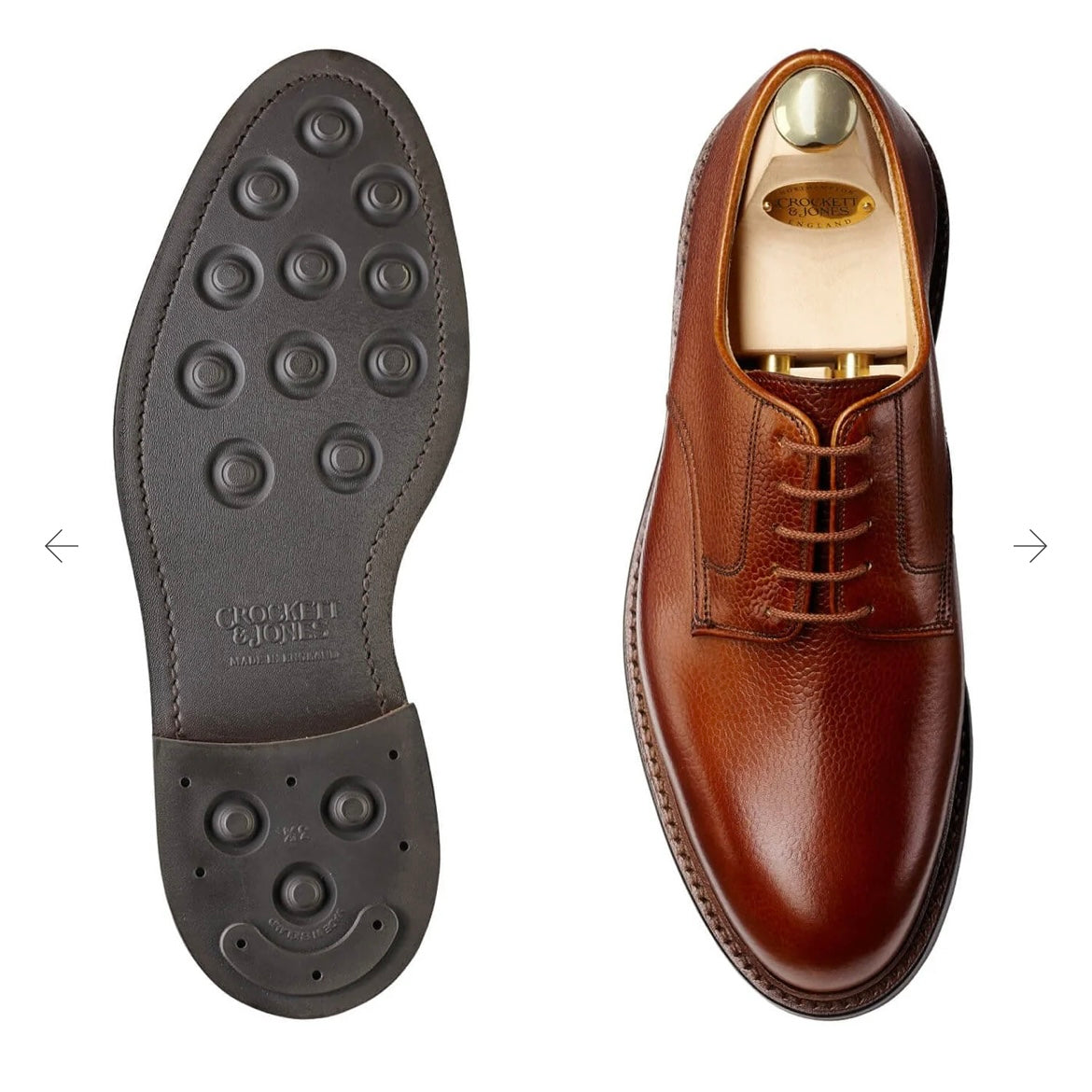 Stringata derby Crockett & Jones Grasmere in pelle martellata cuoio